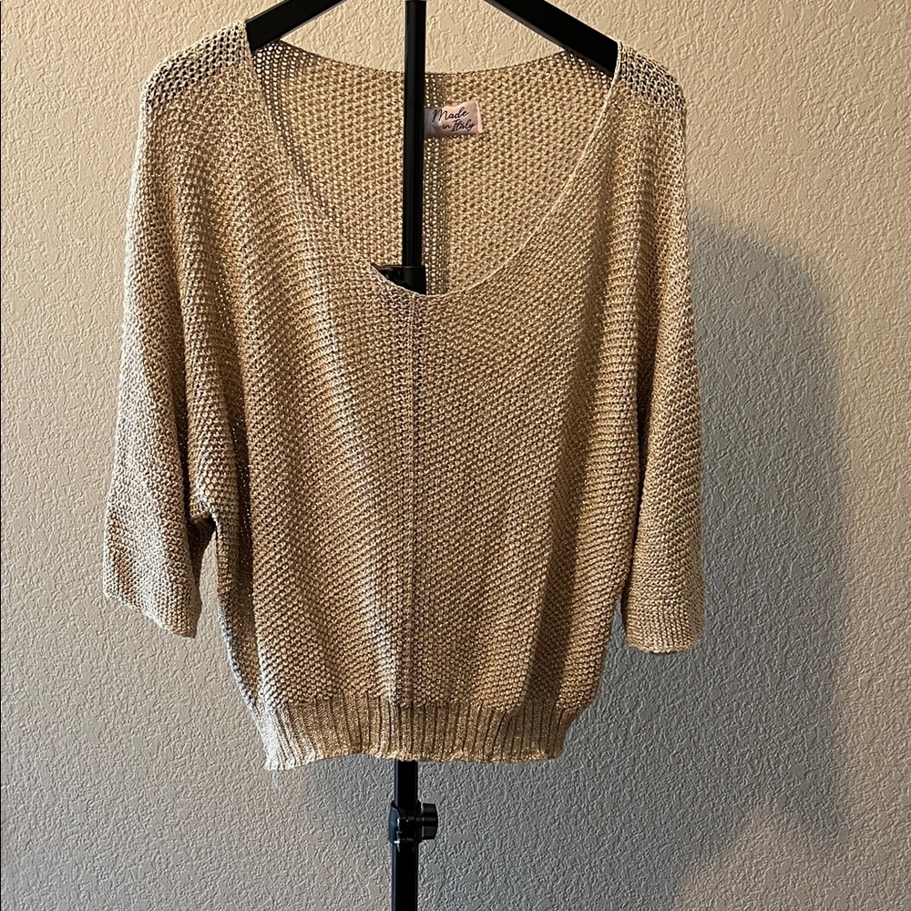 Lush Golden V-Neck Sweater